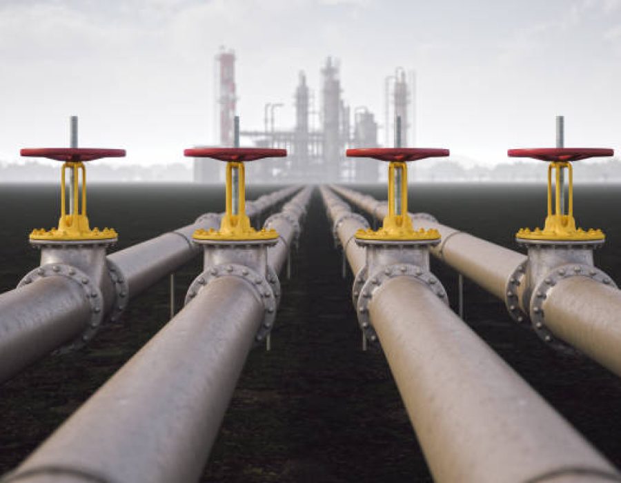 Steel oil pipes from refinery.